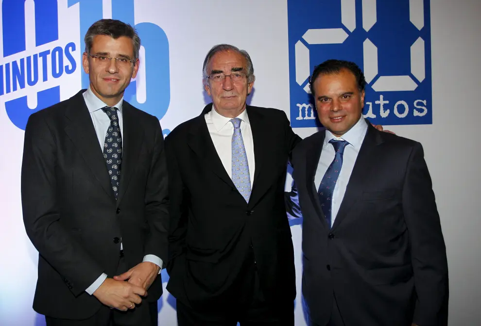Mikel Iturbe (director de Heraldo), Amado Franco (presidente de Ibercaja) y Fernando de Yarza