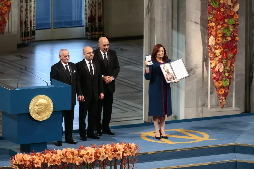 Los ganadores del Premio Nobel de la Paz 2015, el Cuarteto para el Diálogo Nacional enTúnez