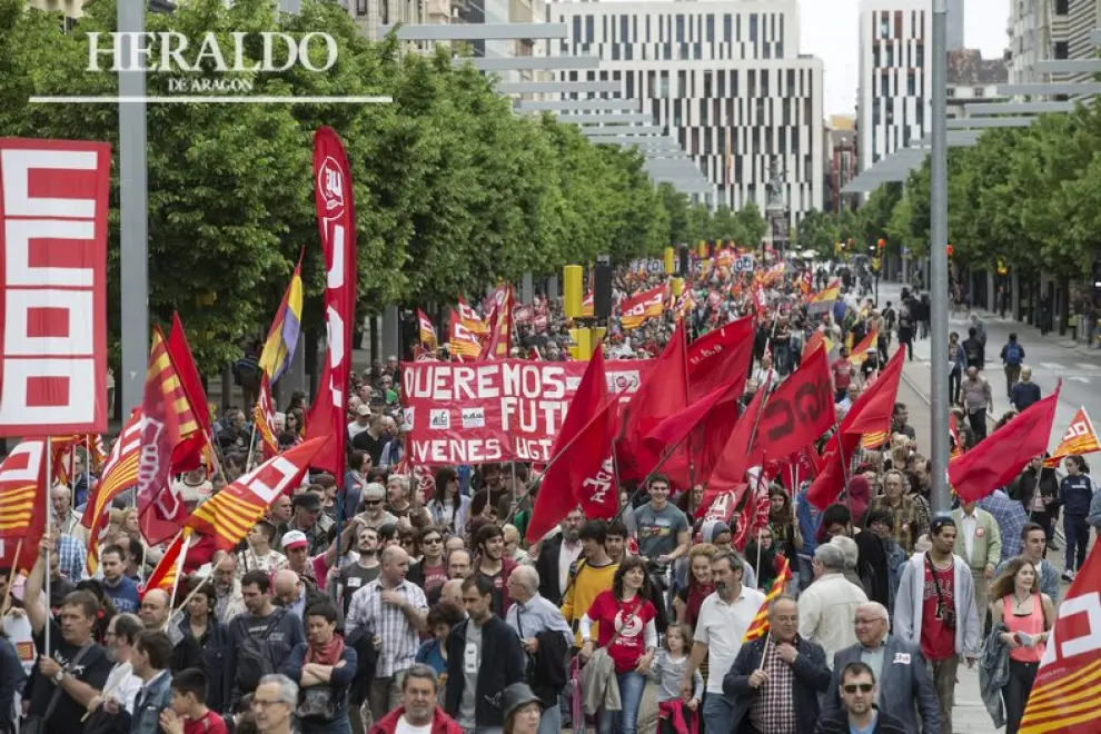Día del trabajador: Manifestación del Primero de Mayo en Zaragoza.