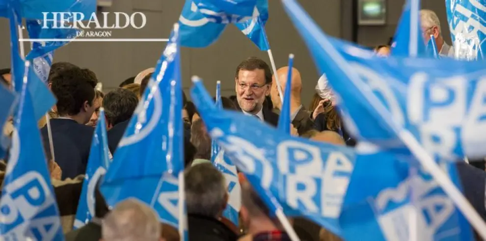 Mitin de Mariano Rajoy, dentro de la campaña electoral de las elecciones generales del 20D, en el Palacio de Congresos de Zaragoza el 9 de diciembre.