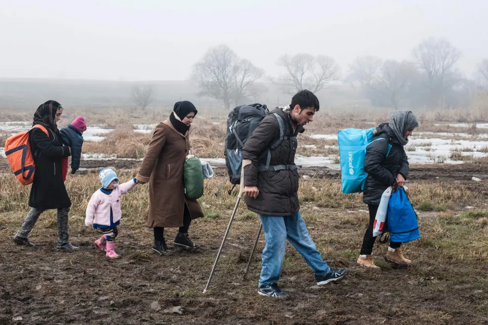 Refugiados llegando a Serbia el pasado viernes.