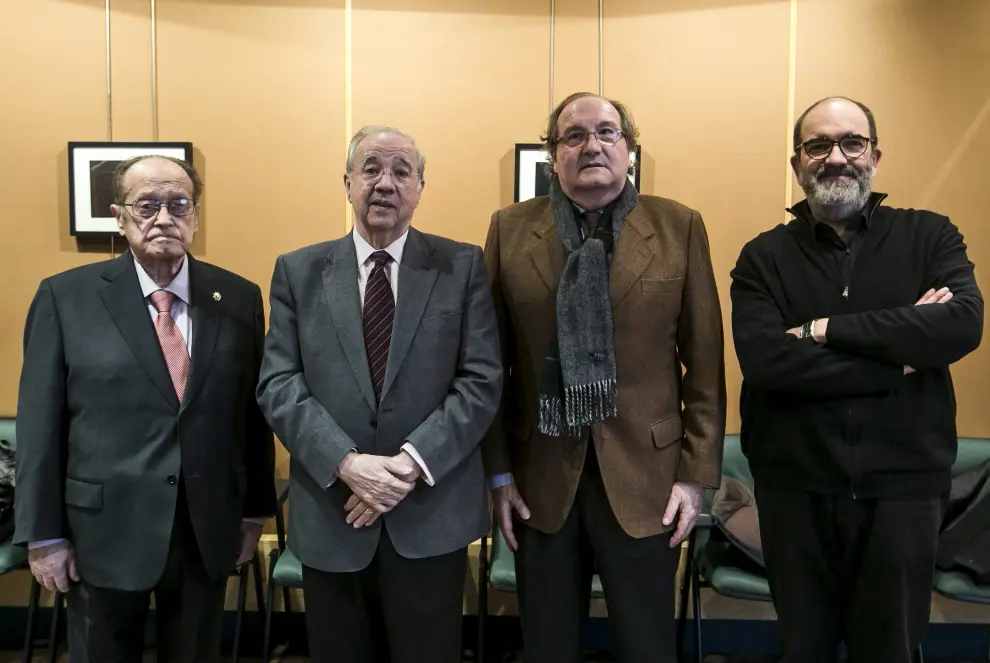 Francisco Bentué, Miguel Caballú, Ángel González Vera y Juan Barbacil, en el Ámbito Cultural de El Corte Inglés.