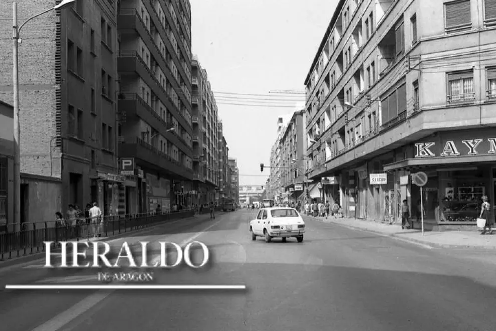 La avenida Madrid de Zaragoza en la decada de los años 70.