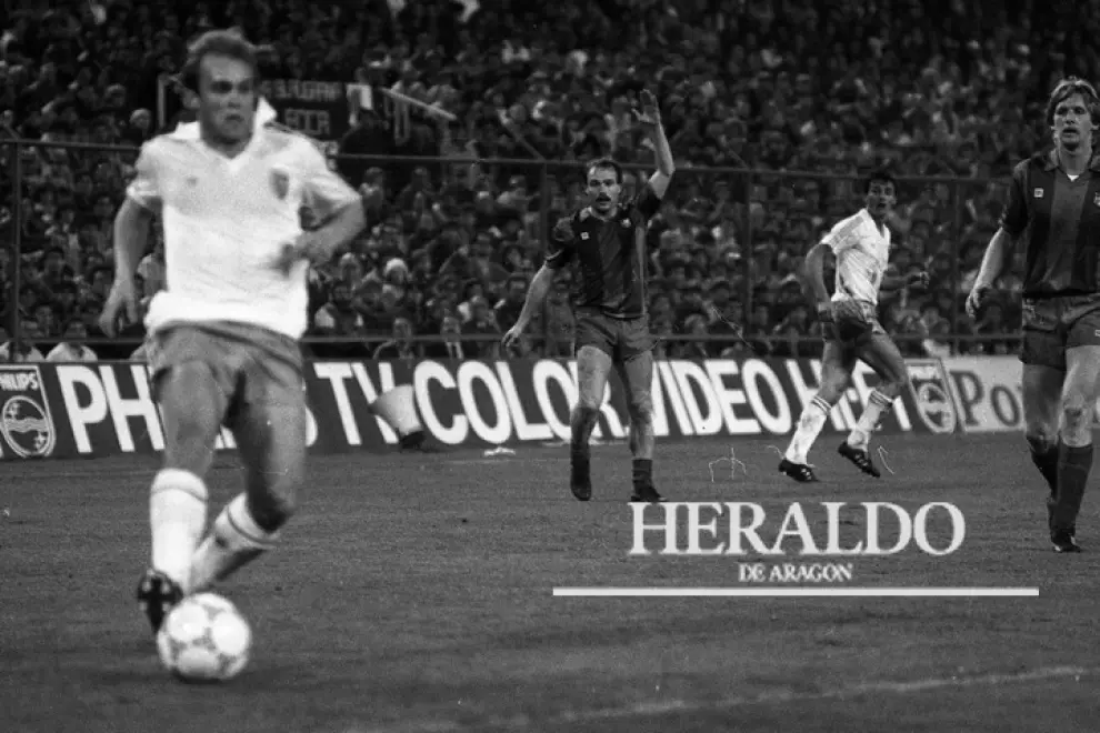 30 aniversario de la tercera Copa del Rey del Real Zaragoza. Miguel Pardeza, Calderé y Bernd Schuster.