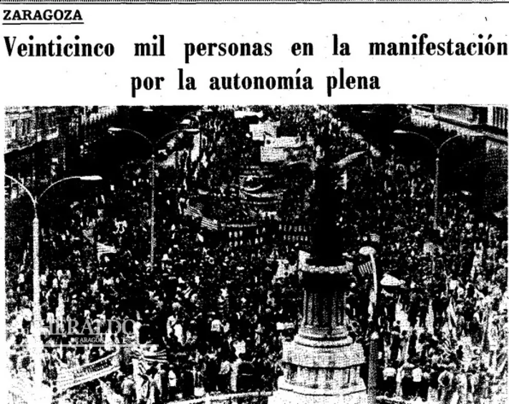 Portada de Heraldo del 24 de abril de 1980 con la crónica de la manifestación del día de San Jorge