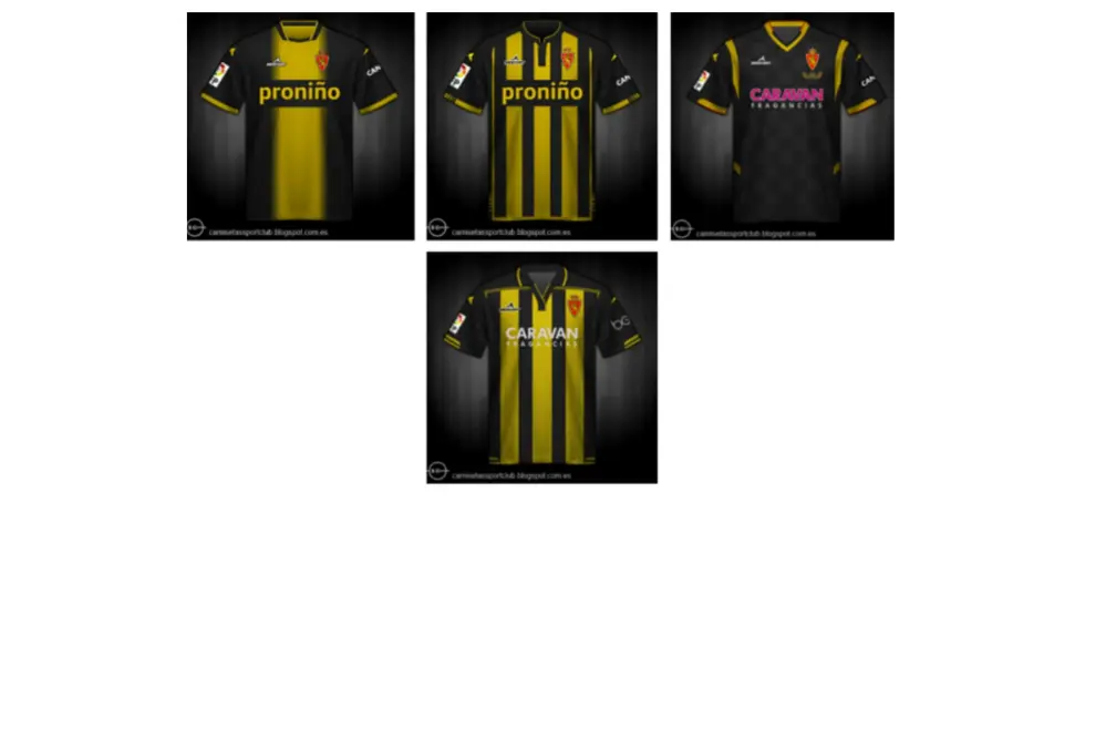 Evolución de la segunda camiseta del Real Zaragoza entre 2012 y la actualidad