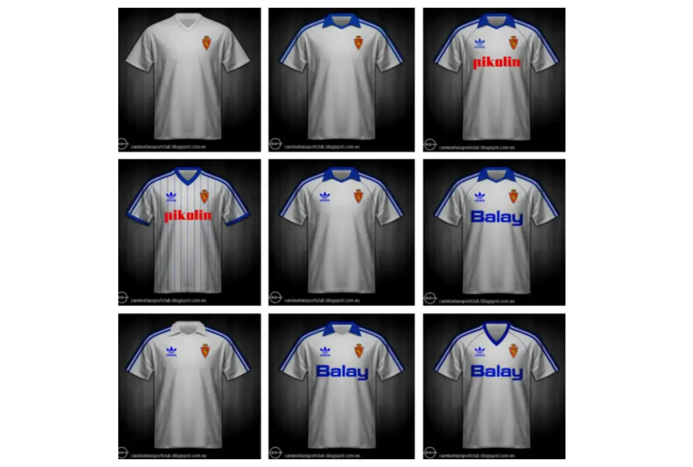 Evolución de la camiseta del Real Zaragoza entre 1978 y 1988