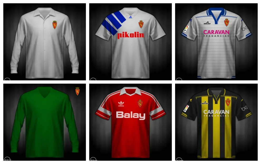Evolución de la primera y segunda camiseta del Real Zaragoza