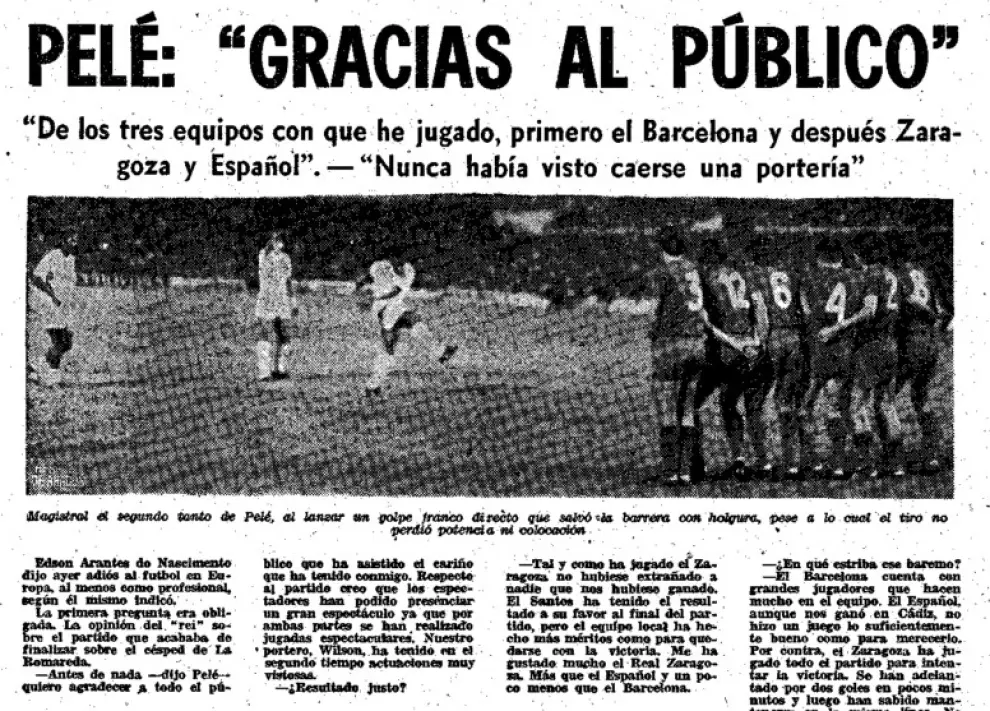 Una imagen de la entrevista a Pelé publicada por Heraldo de Aragón tras el duelo