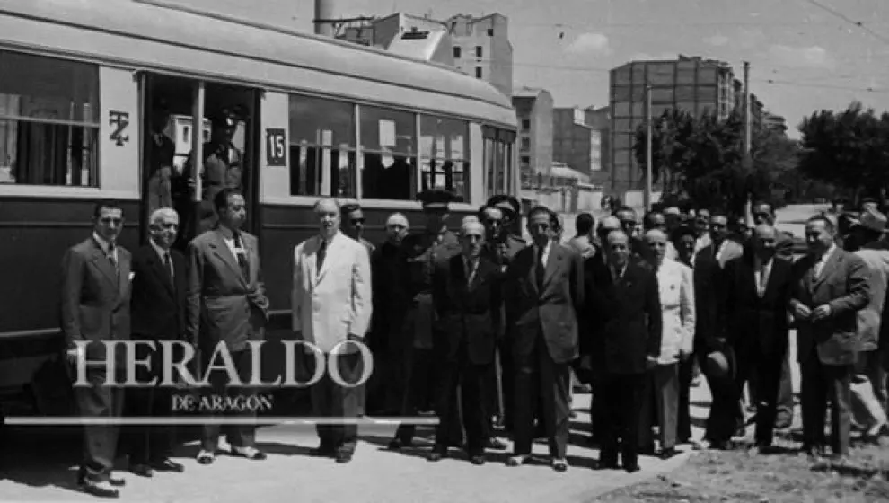 Inauguración de la línea del tranvía a Casablanca, en julio de 1950