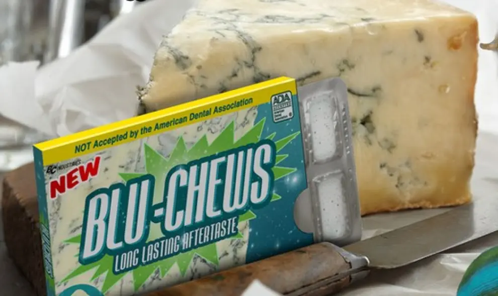 Chicles de queso azul.