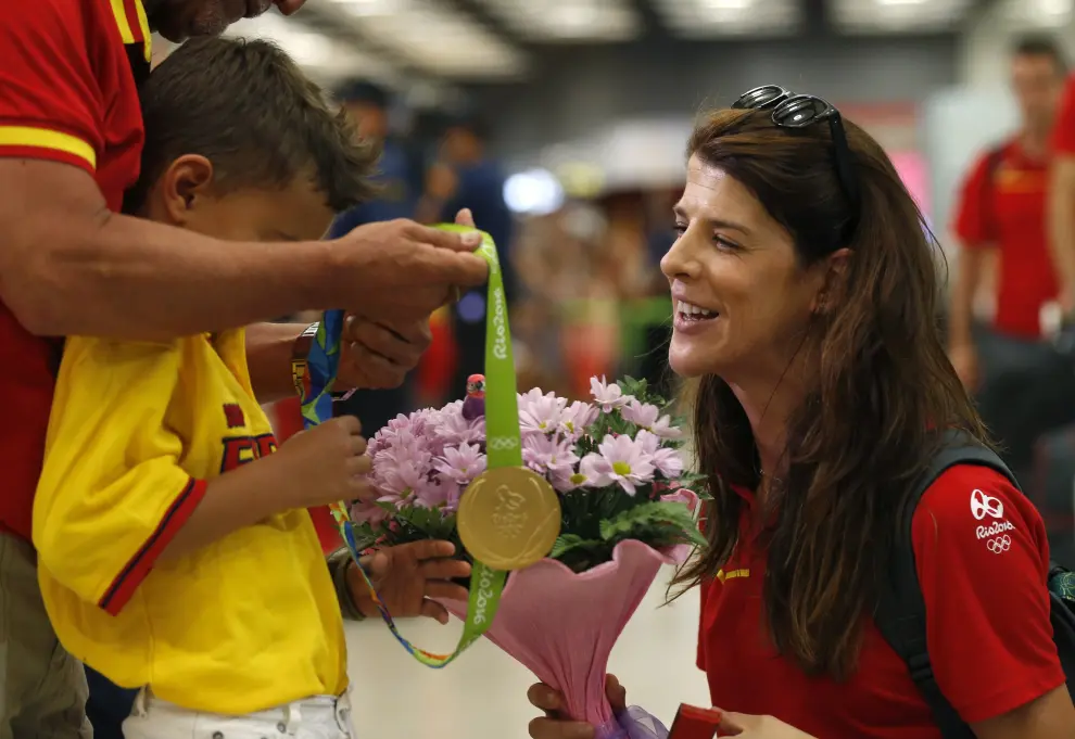 Recibiento a los deportistas olímpicos españoles en Barajas