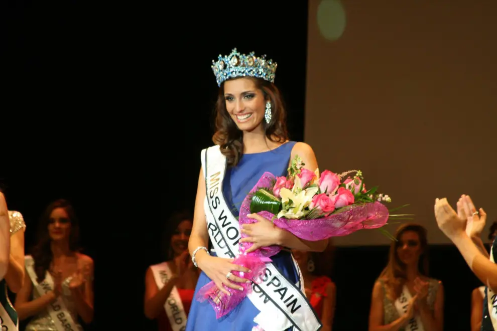 Raquel Tejedor, el día que logró el título de Miss World Spain.