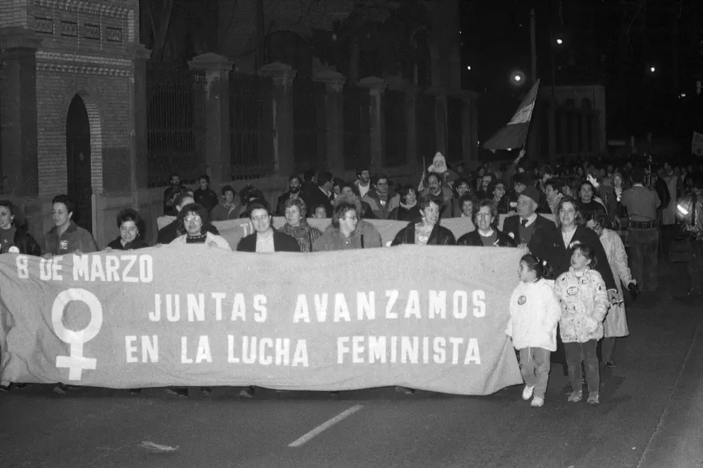 Manifestación del Día de la Mujer en Zaragoza, el 8 de marzo de 1989.