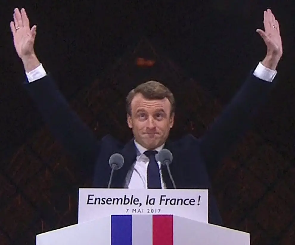 Macron celebra la victoria
