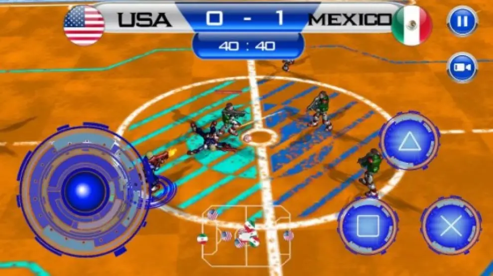 'Future Soccer Battle' es un juego que mezcla armas y fútbol.