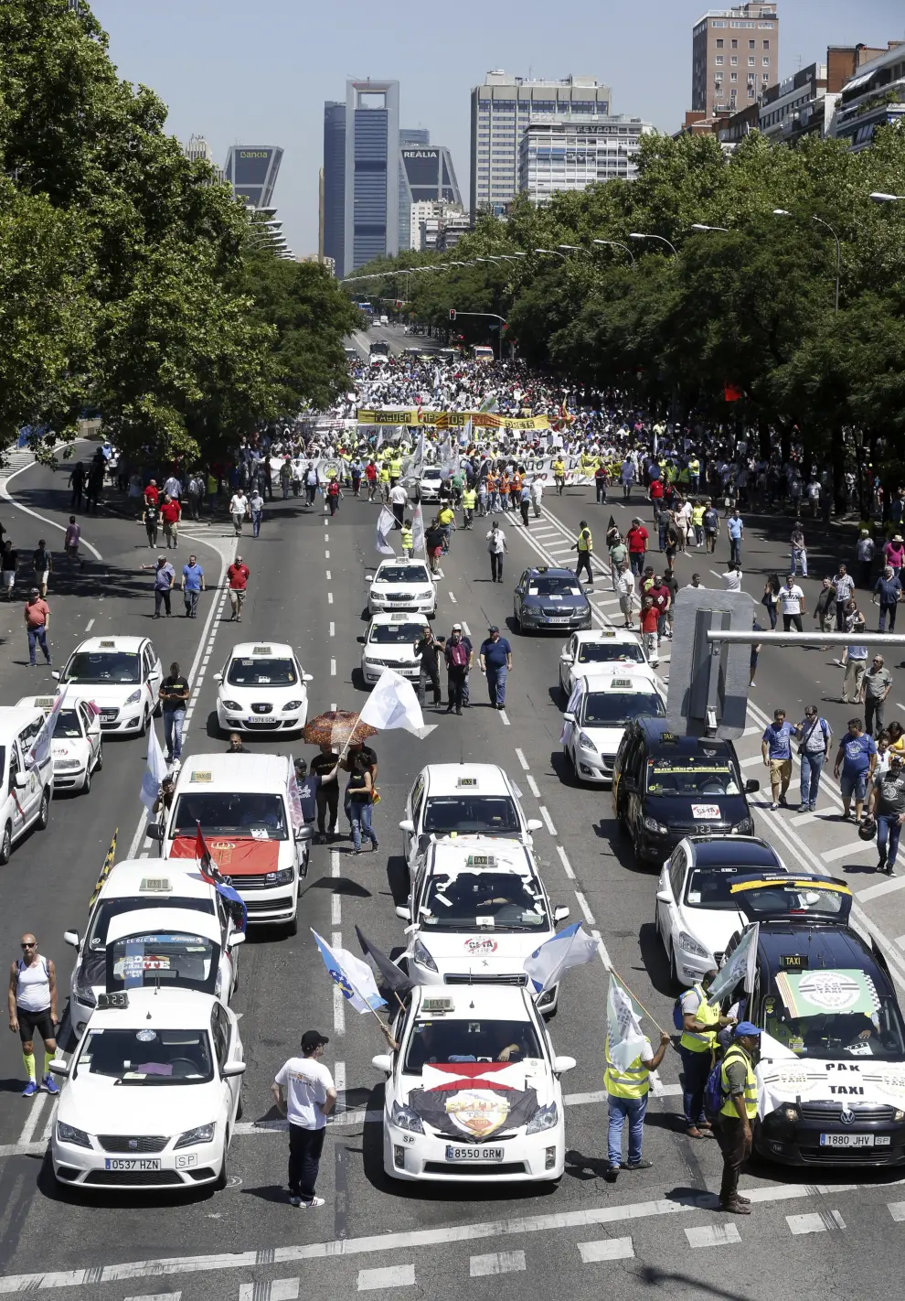 Movilización de los taxistas en Madrid contra los VTC