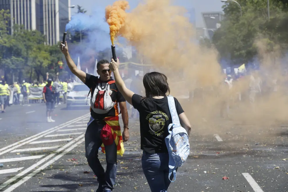 Movilización de los taxistas en Madrid contra los VTC