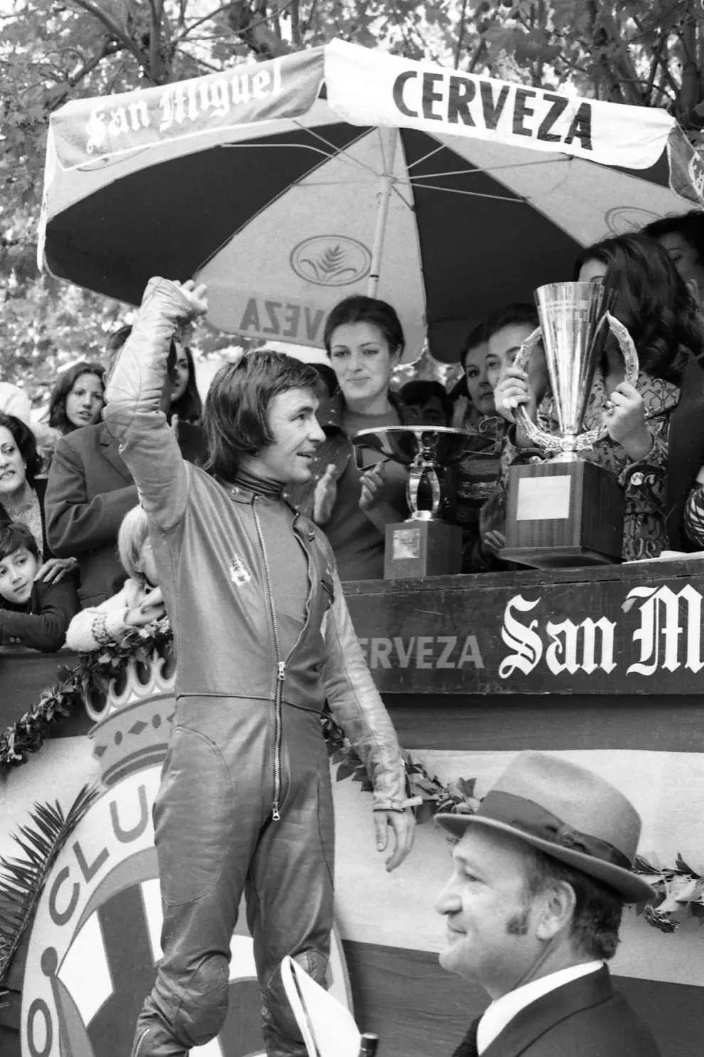 Ángel Nieto tras vencer en una prueba celebrada en el Parque Grande de Zaragoza en 1972.