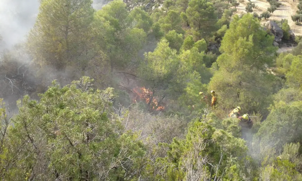 Incendio forestal en Maella