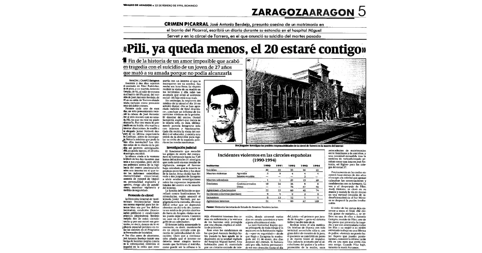 Noticia publicada en HERALDO el 24 de febrero de 1996 sobre el comienzo de las diligencias para investigar el suicidio de José Antonio Berdejo.