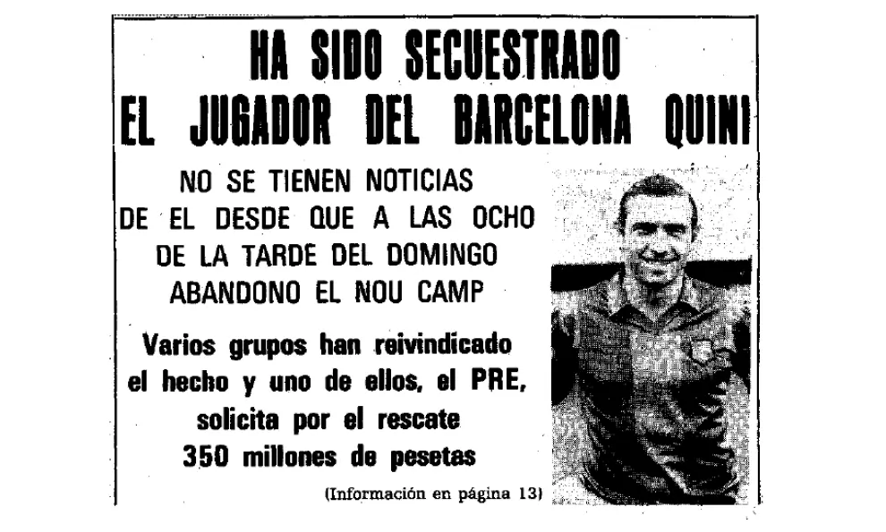 Noticia publicada en la portada de HERALDO el 3 de marzo de 1981 sobre el secuestro de Quini