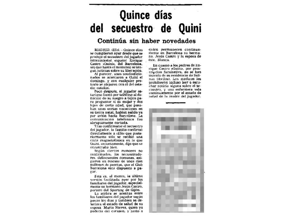 Noticia del 17 de marzo de 1981 publicada en HERALDO sobre la poca información respecto al secuestro de Quini