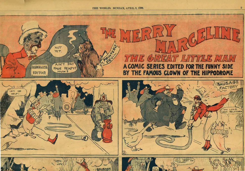Detalle de uno de los cómics que 'The Sunday World' publicó en 1906 inspirado por Marcelino, 'The Merry Marceline'