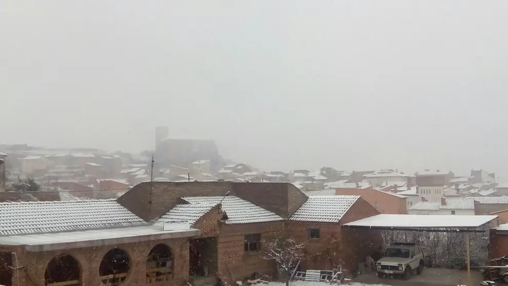 Ibdes, en la provincia de Zaragoza, nevado.