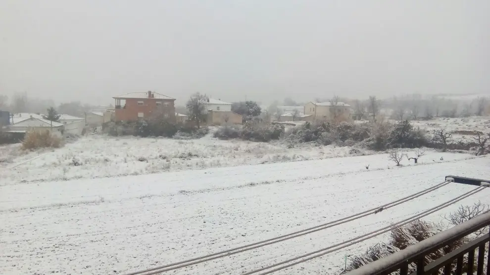 Ibdes, en la provincia de Zaragoza, nevado.