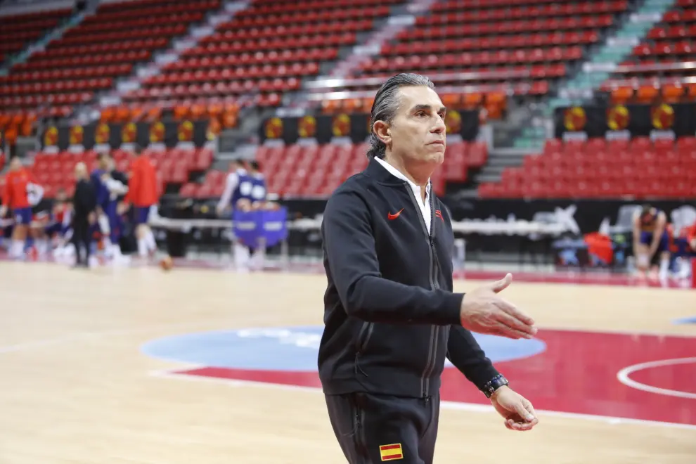 Entrenamiento de la selección española de baloncesto en Zaragoza
