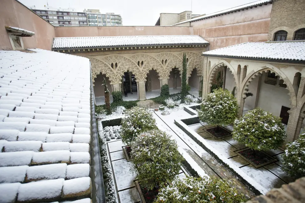 Nieve en la Aljafería
