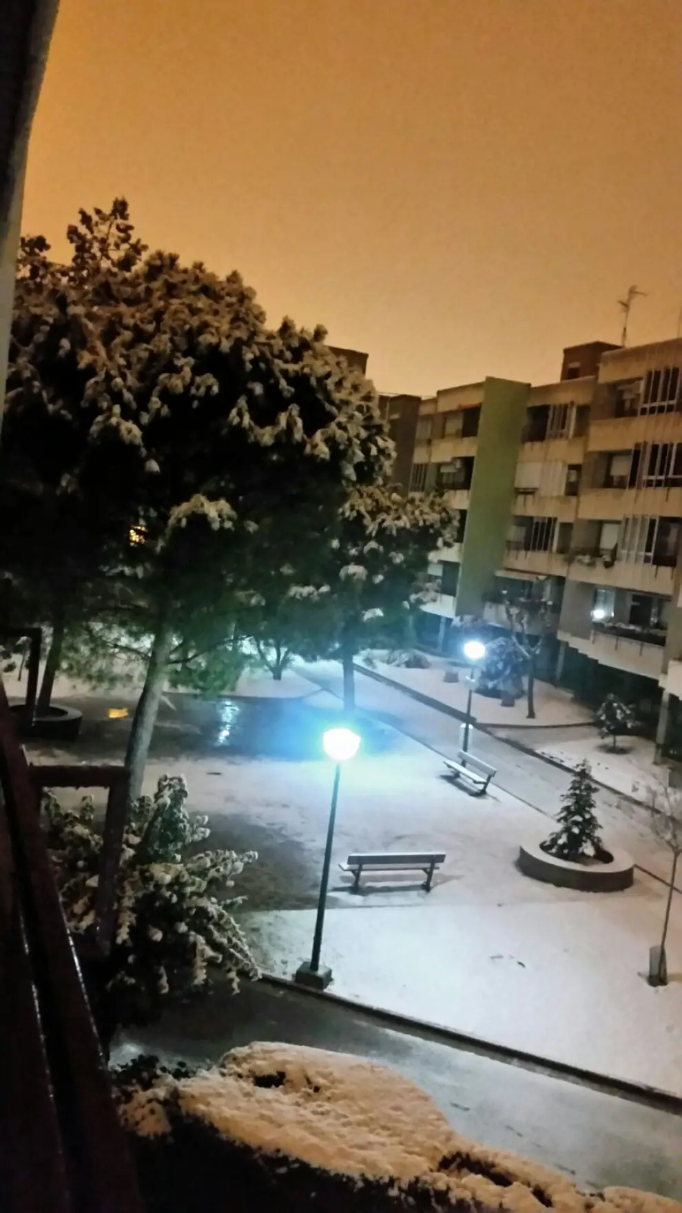 Este miércoles la capital aragonesa ha amanecido cubierta por una fina capa de nieve