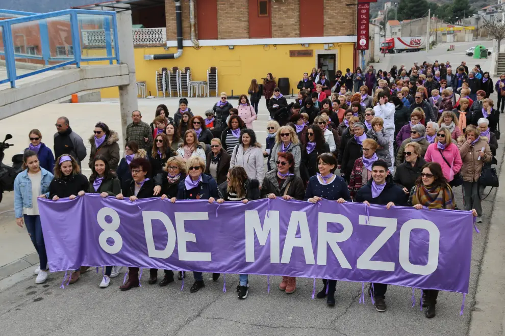 Huelga feminista del 8M en Mequinenza.