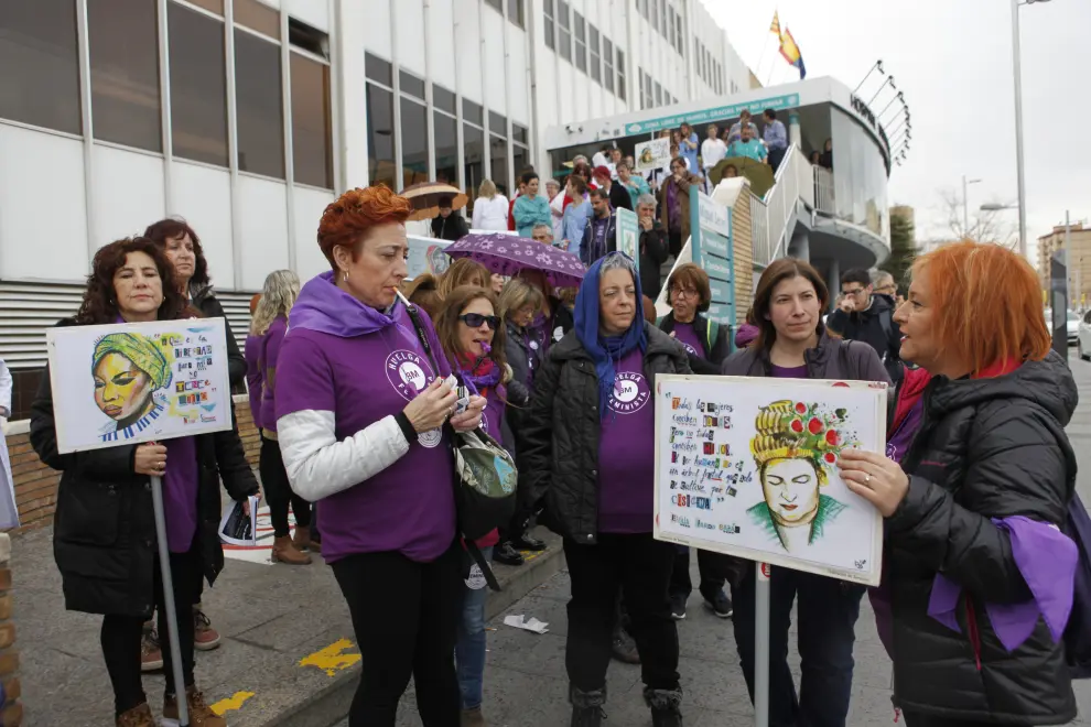 Huelga feminista del 8M en el Hospital Miguel Servet de Zaragoza.