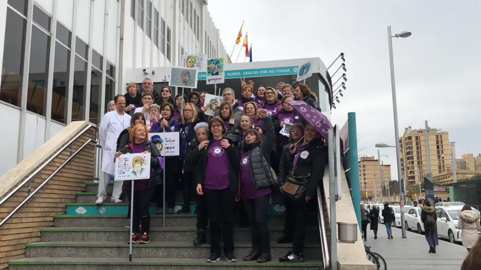 Huelga feminista del 8M en el Hospital Miguel Servet de Zaragoza