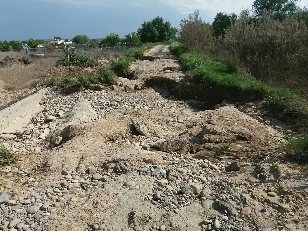 El camino natural de La Alfranca, intransitable en algunos tramos por la crecida del Ebro