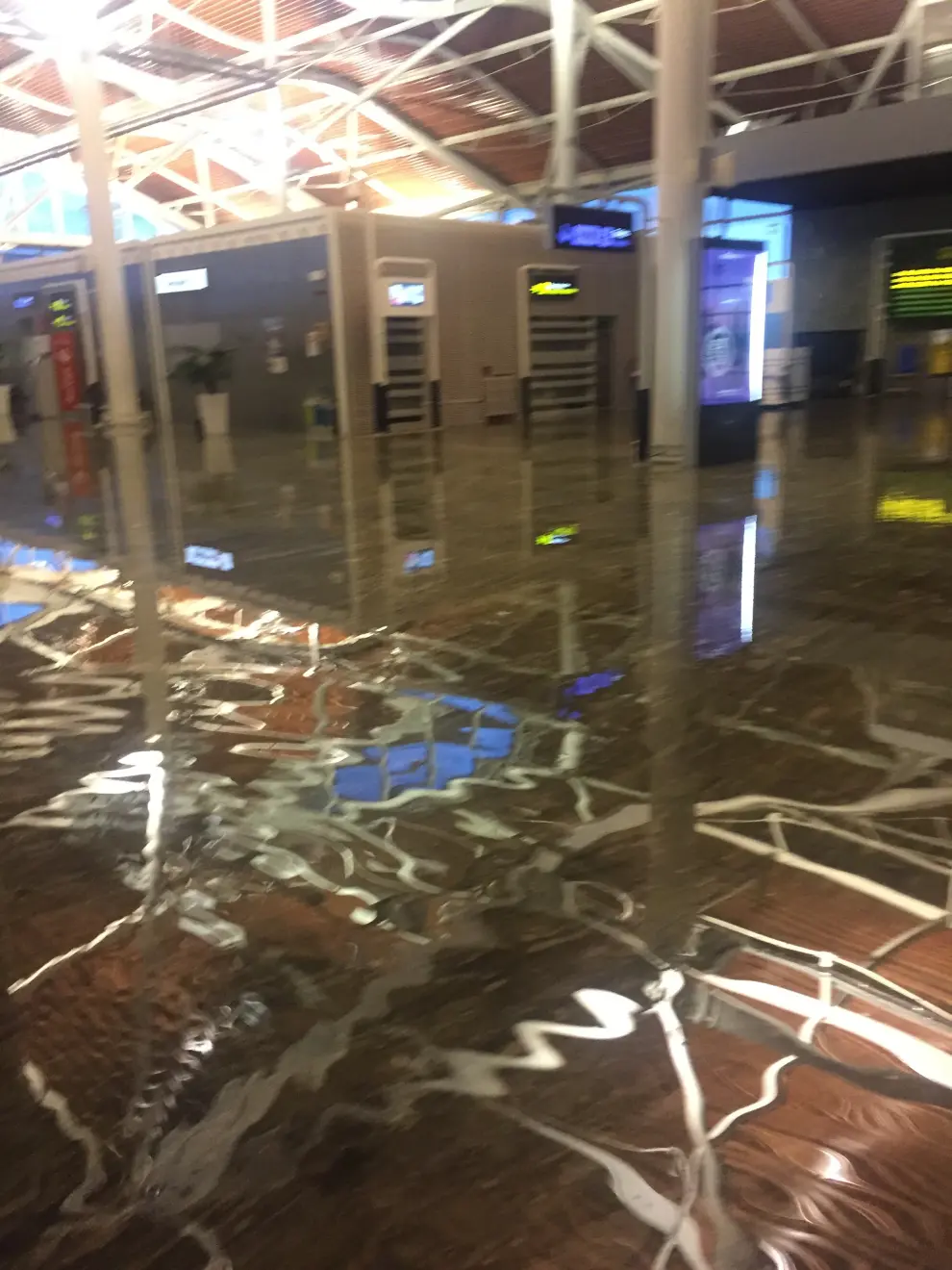 Los efectos de la tormenta en el aeropuerto de Zaragoza