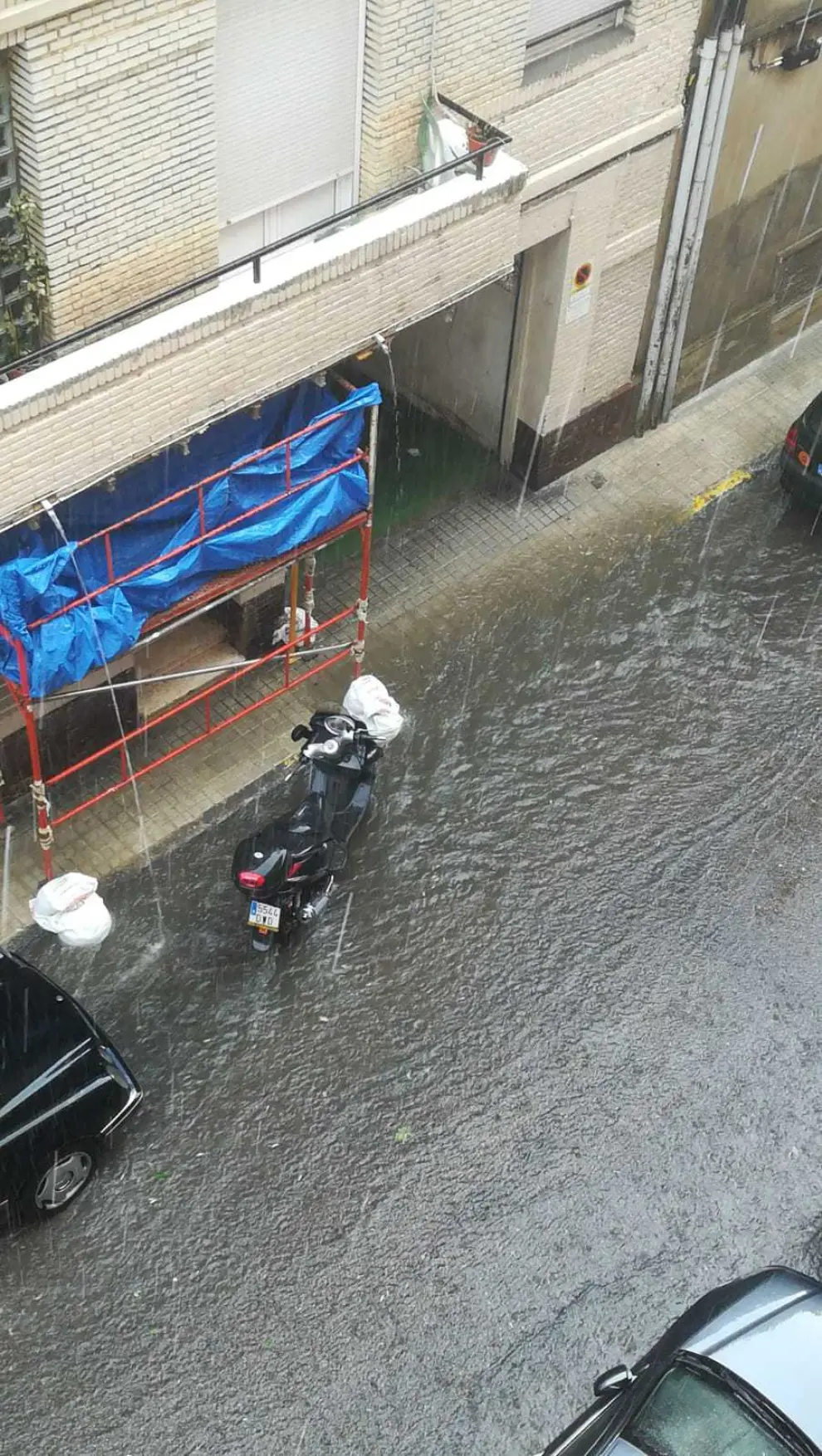 Inundaciones en Delicias a causa de la tromba de agua.