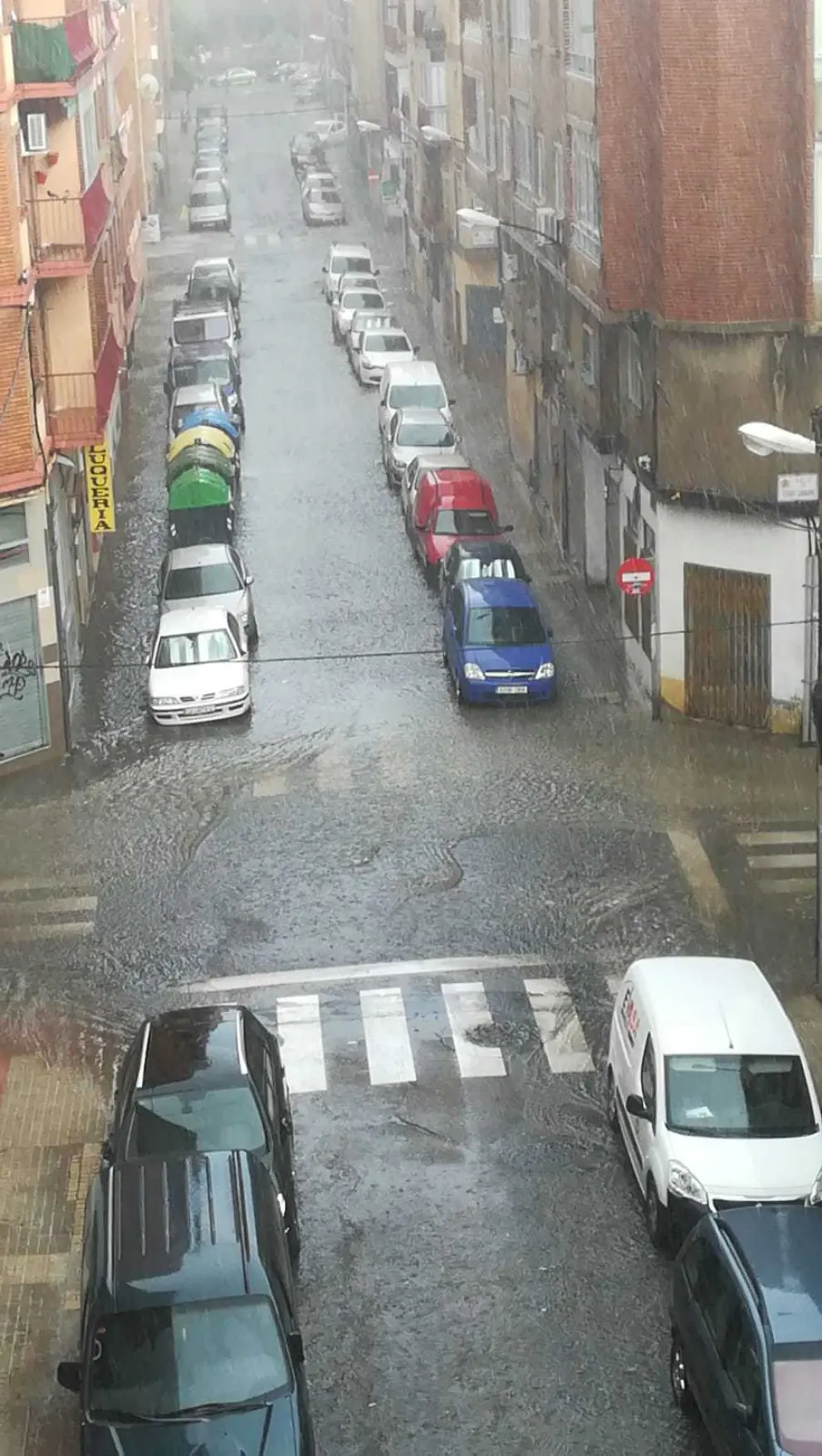Inundaciones en Delicias a causa de la tromba de agua.
