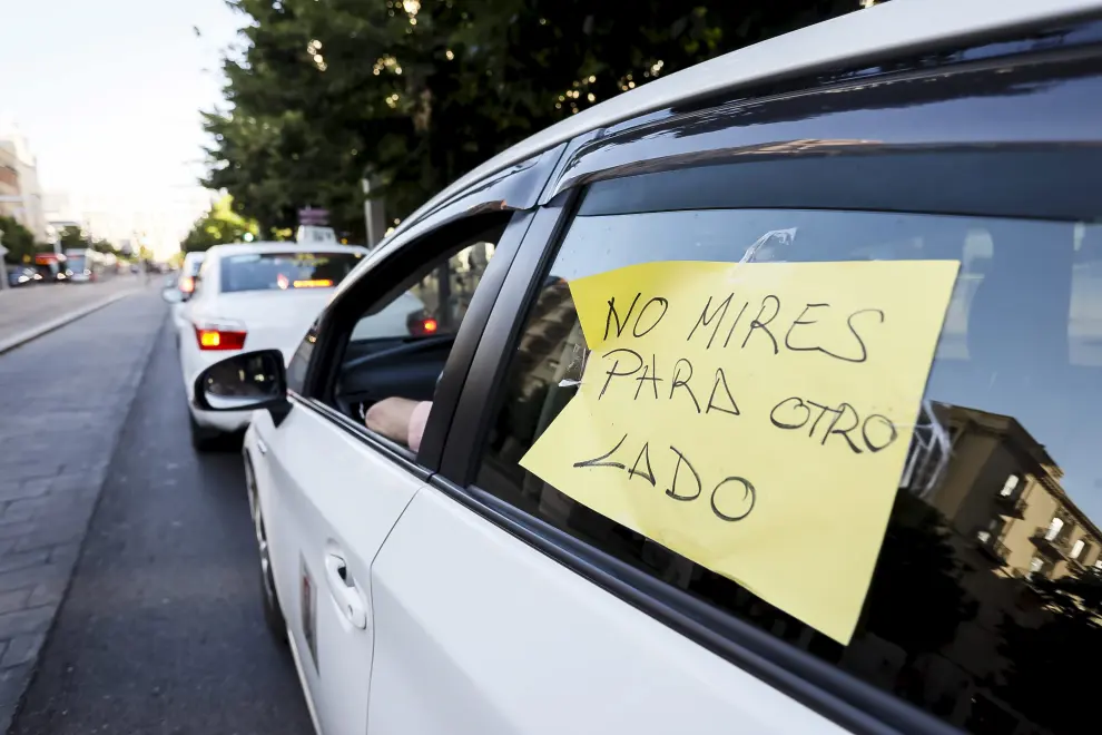 Protesta de taxistas en Zaragoza