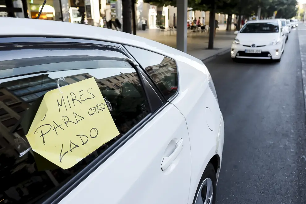 Protesta de taxistas en Zaragoza