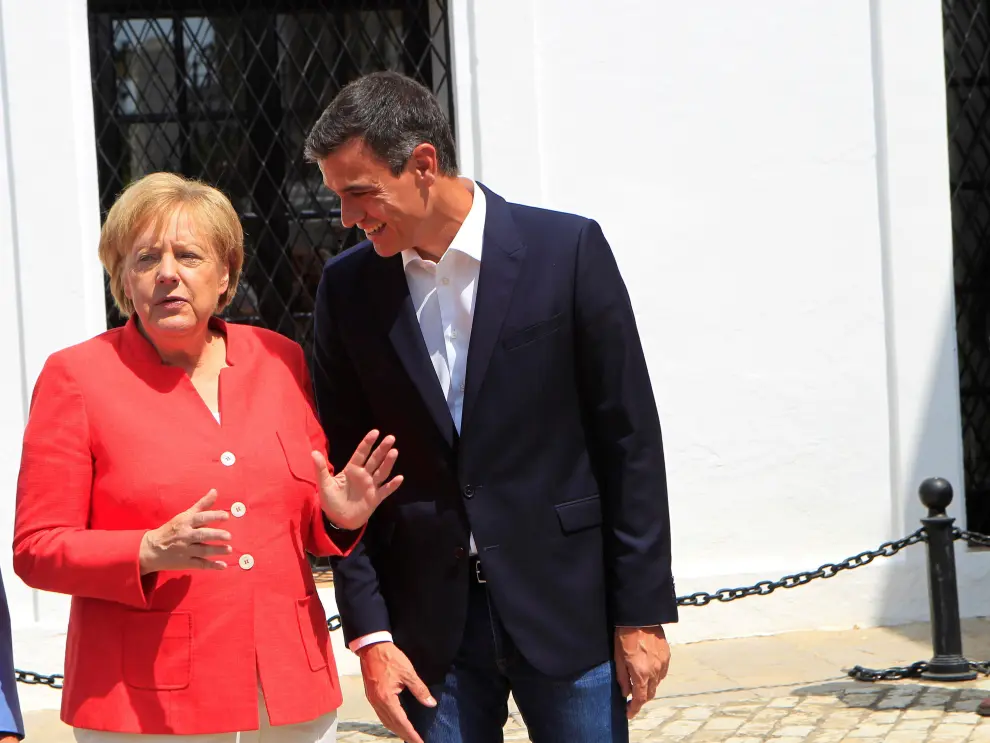 Pedro Sánchez recibe a Angela Merkel