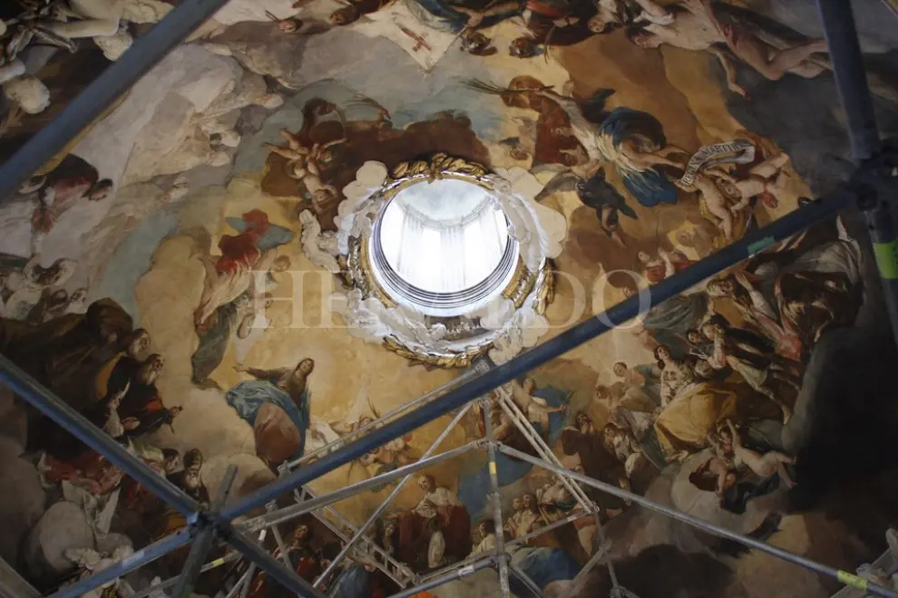 Detalles de la cúpula una vez finalizados los trabajos de restauración, en marzo de 2007