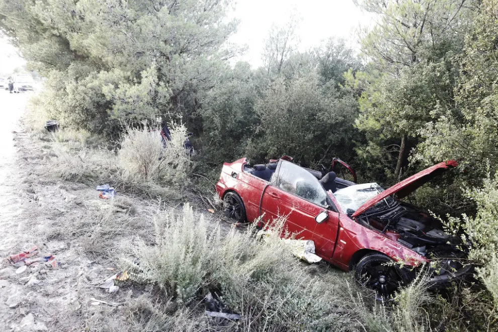 Accidente de tráfico en la A-124, cerca de Gurrea de Gállego (Huesca)