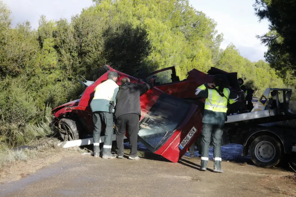Accidente de tráfico en la A-124, cerca de Gurrea de Gállego (Huesca)
