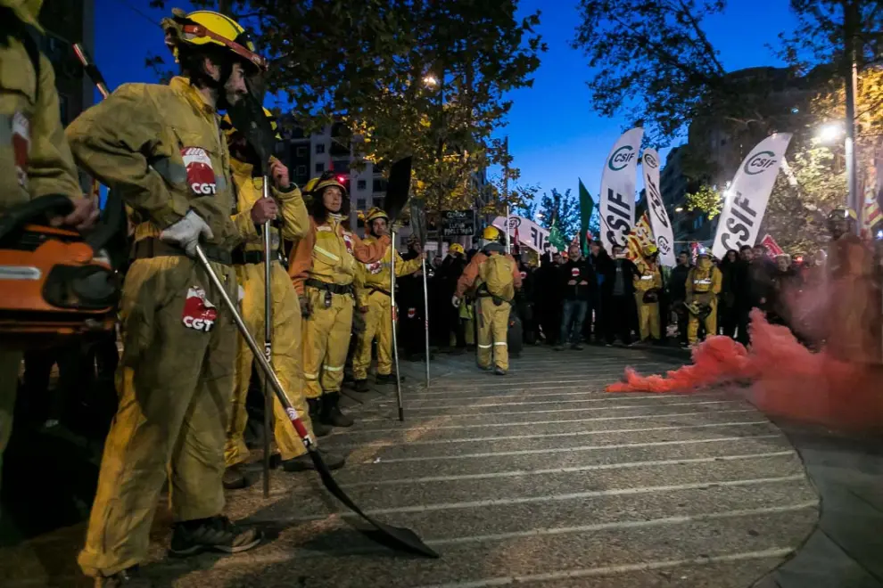Protesta de los bomberos forestales
