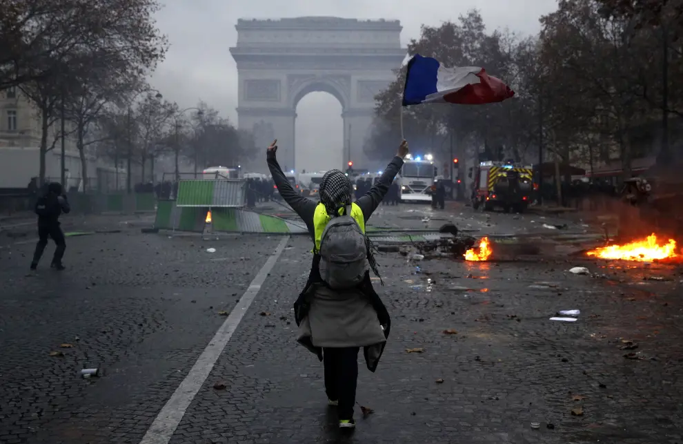 Protestas de los 'chalecos amarillos' en París este sábado.