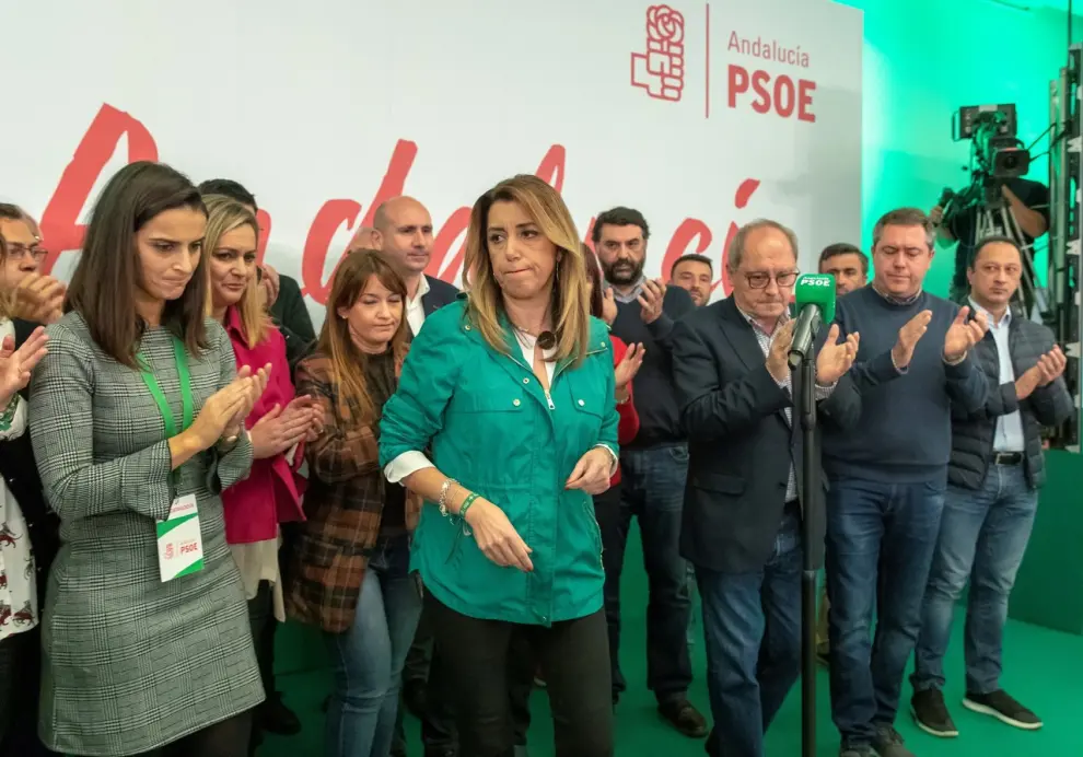2 DE DICIEMBRE. Susana Díaz tras conocer los resultados de las elecciones autonómicas en Andalucía