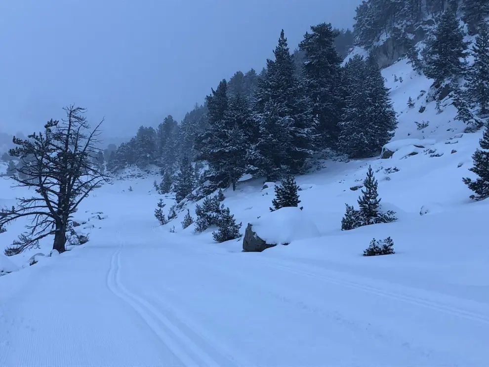 Llanos del Hospital, de esquí de fondo, una de las dos estaciones abiertas en Aragón